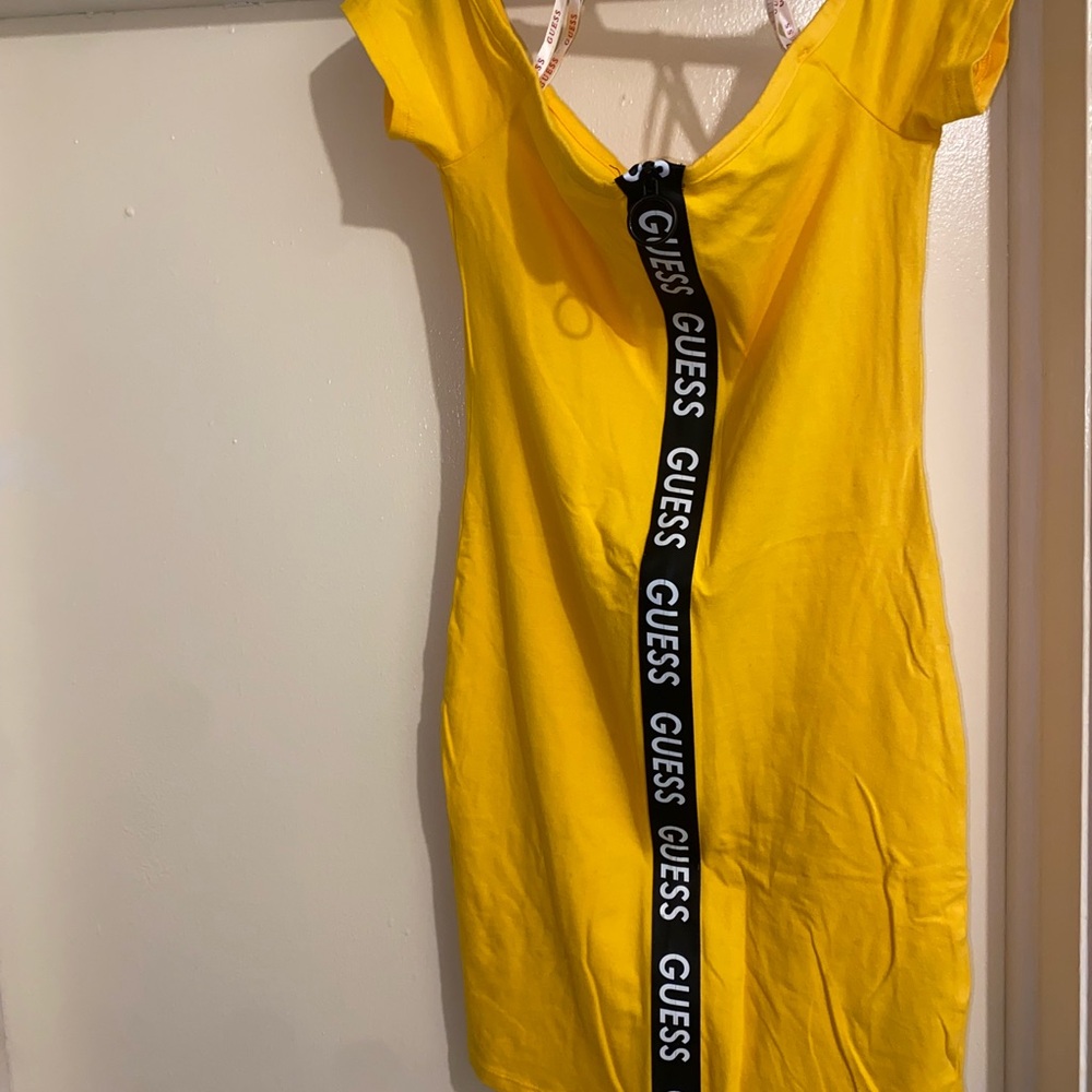 GUESS Yellow Dress with Logo Accent